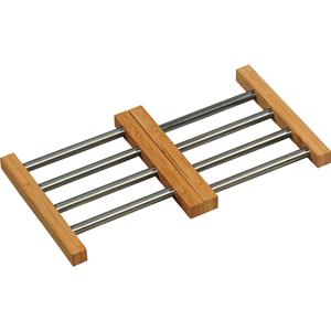 2x Vierkante pannenonderzetters van RVS/bamboe 20 x 14/22 cm -