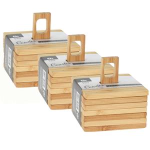 Excellent Houseware Onderzetters voor glazen - 18x stuks - bruin - bamboo hout - 9 x 9 cm -