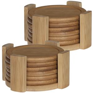 Secret de Gourmet Set van 18x ronde onderzetters voor glazen D10 cm bamboe -
