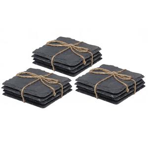 Cuisine Elegance 8x Leisteen onderzetters - vierkant - antraciet - 10 cm -