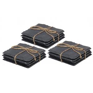 Cuisine Elegance 48x stuks leisteen onderzetters - vierkant - antraciet - 10 cm -