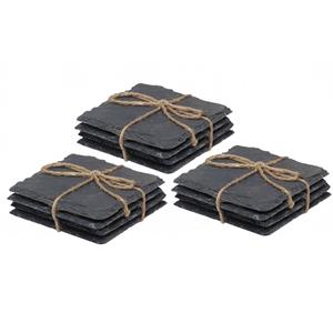 Cuisine Elegance 64x stuks leisteen onderzetters - vierkant - antraciet - 10 cm -