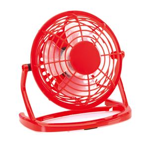 Kleine USB ventilator - bureau ventilator - rood - kunststof - 15 x 9 cm -