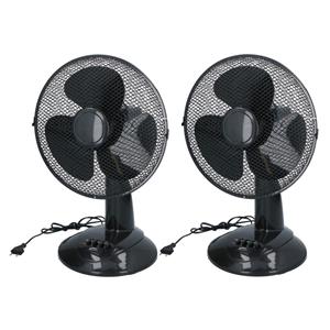 2x Tafel ventilatoren zwart 30 cm -