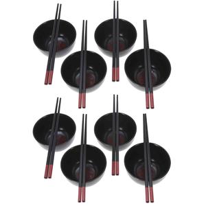 Excellent Houseware 16-delige sushi serveer set voor 8 personen - keramiek - zwart -