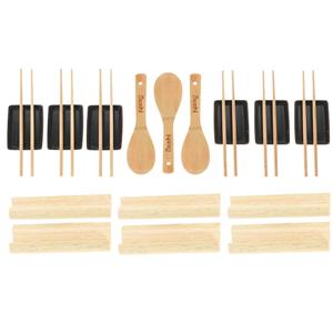 Excellent Houseware 21-delige sushi serveer set voor 6 personen - keramiek - zwart -