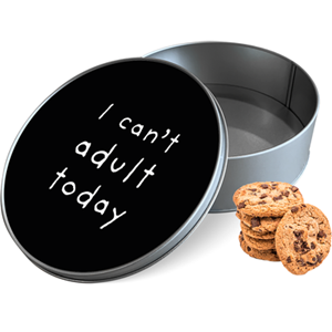 Koektrommel Can't Adult Today Rond - Bewaarblik 15x15x5 cm