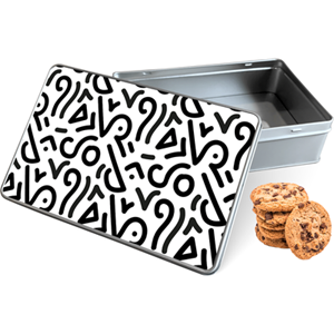 Koektrommel Black Doodle Rechthoek - Bewaarblik 20x13x5 cm