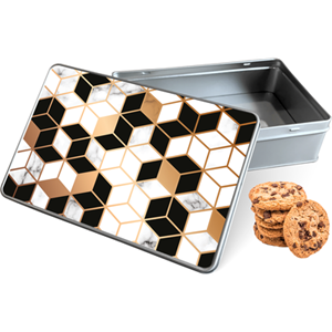 Koektrommel Black-white-gold Marble Rechthoek - Bewaarblik 20x13x5 cm