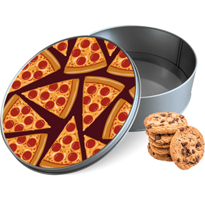 Koektrommel Pizza Party Rond - Bewaarblik 15x15x5 cm