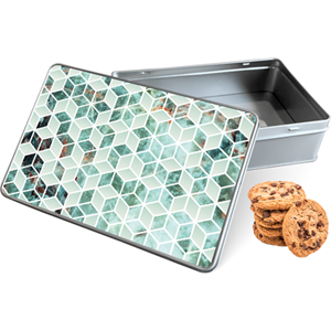 Koektrommel Groen Hexagon Marmer Rechthoek - Bewaarblik 20x13x5 cm