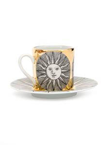 Fornasetti set of 6 Sole expresso kopjes - Wit