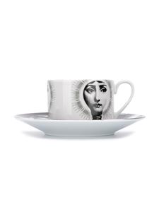 Fornasetti Kop en schotel met patroon - Wit