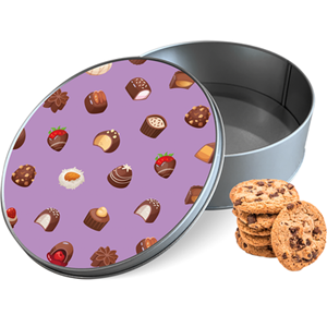 Koektrommel Chocolates Rond - Bewaarblik 15x15x5 cm