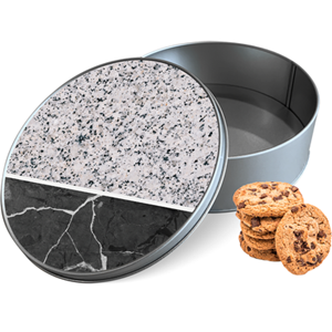 Koektrommel Marmer Mix Rond - Bewaarblik 15x15x5 cm