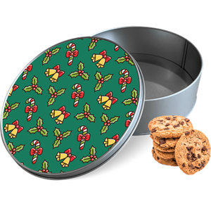 Koektrommel Kerstpatroon Rond - Bewaarblik 15x15x5 cm