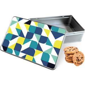 Koektrommel Modern Blauw Rechthoek - Bewaarblik 20x13x5 cm
