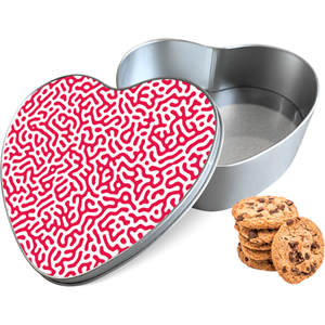 Koektrommel Red Doodle Hart - Bewaarblik 14x15x5 cm
