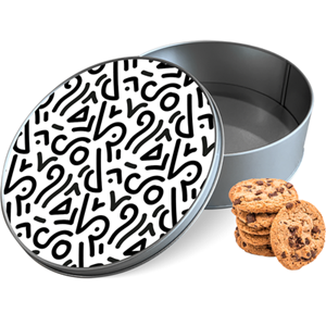 Koektrommel Black Doodle Rond - Bewaarblik 15x15x5 cm