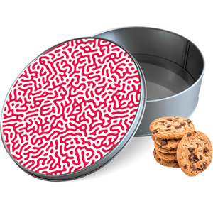 Koektrommel Red Doodle Rond - Bewaarblik 15x15x5 cm