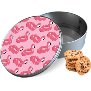 Koektrommel Inflatable Flamingos Rond - Bewaarblik 15x15x5 cm