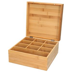 Lowenthal Bamboe houten theedoos/theekist bruin met 10 vakken L24 x B24 x H12 cm -