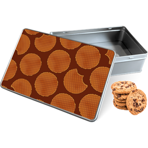 Koektrommel Stroopwafels Rechthoek - Bewaarblik 20x13x5 cm