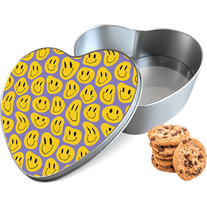 Hartvormige Koektrommel - Design Smileys - 14x15x5 cm