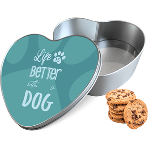 Koektrommel Life Is Better With A Dog Hart - Bewaarblik 14x15x5 cm
