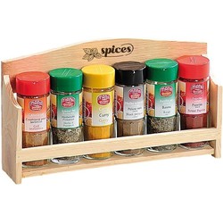 Decopatent FSC Grenen Houten Kruiden Wandrek, voor het opbergen van 6 Kruiden | Kruidenrek | Spice Rack | Kruiden Organizer | Specerijen opbergen &VerticalLine