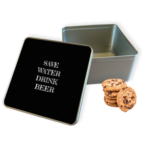 Koektrommel Save Water Vierkant - Bewaarblik 20x20x10 cm