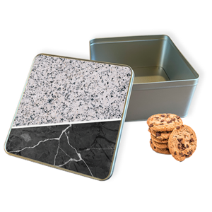 Koektrommel Marmer Mix Vierkant - Bewaarblik 20x20x10 cm
