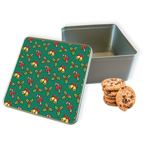 Koektrommel Kerstpatroon Vierkant - Bewaarblik 20x20x10 cm