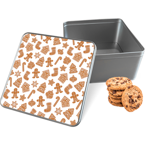 Koektrommel Christmas Cookies Vierkant - Bewaarblik 20x20x10 cm