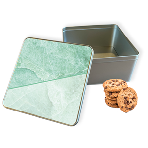 Koektrommel Green Marble Vierkant - Bewaarblik 20x20x10 cm
