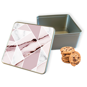 Koektrommel Roze Marmer Vierkant - Bewaarblik 20x20x10 cm