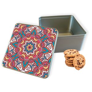 Koektrommel Mandala Hippie Vierkant - Bewaarblik 20x20x10 cm