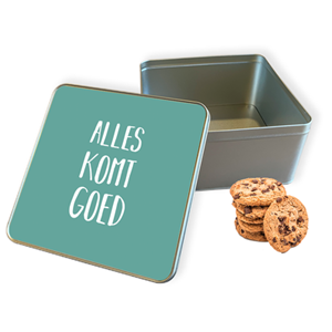 Koektrommel Alles Komt Goed Vierkant - Bewaarblik 20x20x10 cm