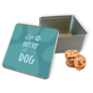 Koektrommel Life Is Better With A Dog Vierkant - Bewaarblik 20x20x10 cm