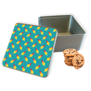 Koektrommel Raketjes Vierkant - Bewaarblik 20x20x10 cm
