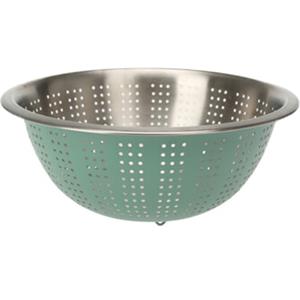 Excellent Houseware RVS keuken vergiet/zeef - afgieten etenswaren - mintgroen - 27 x 12.5 cm -