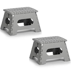 2x stuks Grijze opvouwbare opstapjes/opstapkrukjes 35 x 22 cm -