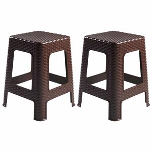 Forte Plastics 2x stuks keukenkrukje/opstapje donkerbruin rotan 45 cm -