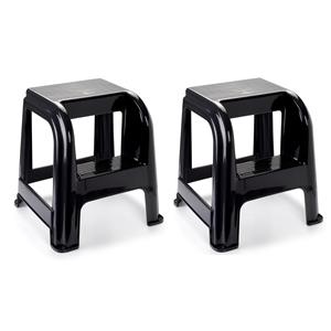 2x Zwart keukenkrukjes/opstapjes met 2 treden 45 cm -
