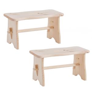 Zeller Set van 2x stuks houten voetenbankjes/krukjes x 19 x 21 cm -