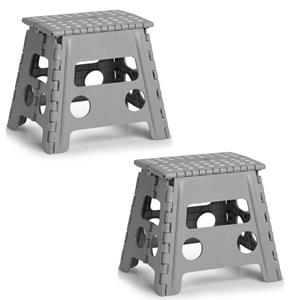 2x stuks Grijze opvouwbare krukjes x 32 cm -