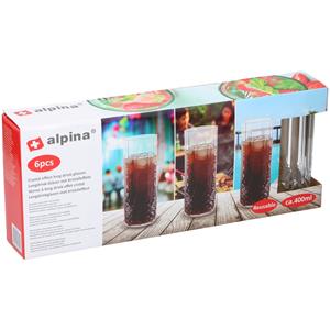 Alpina Longdrinkglas met kristaleffect (6st) - Daily Style