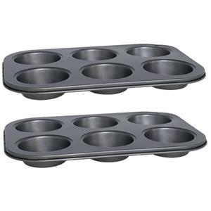 2x stuks muffins en cupcakes bakken bakvorm/bakblik 26 x 19 cm - voor 6x stuks -