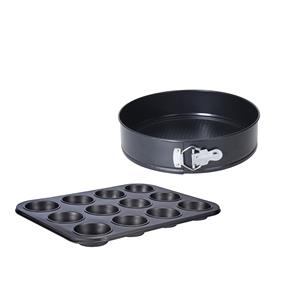 Set van 1x springvorm/taartvorm en 1x muffinvorm met anti-aanbak laag -