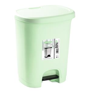 PlasticForte Kunststof afvalemmers/vuilnisemmers lichtmintgroen 8 liter met pedaal -